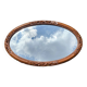 Large Art Deco oval mirror in carved wood - 87 x 53 cm