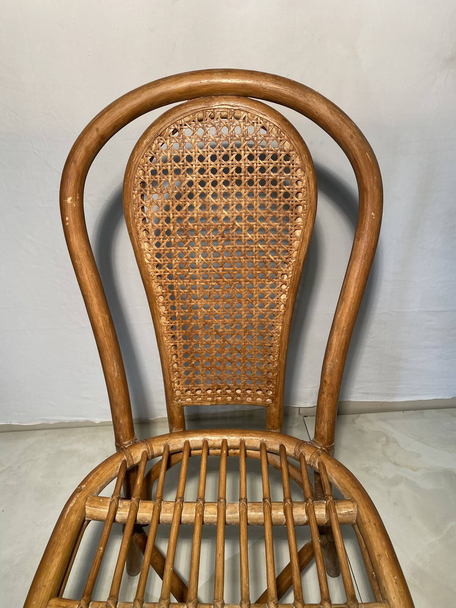 Vintage rattan chair with cane back - Bohemian style