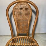 Vintage rattan chair with cane backrest - Bohemian style