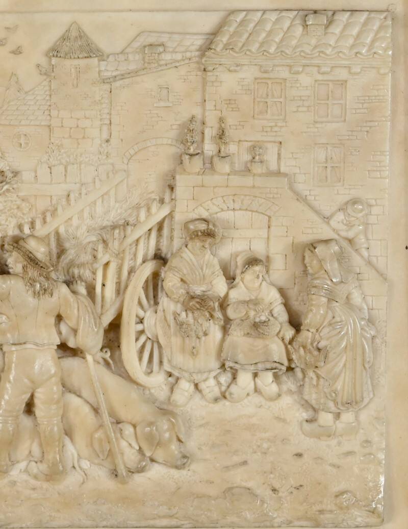 Bas-Relief Painting in Petrified Limestone, signed CF.Becker – Late 19th century