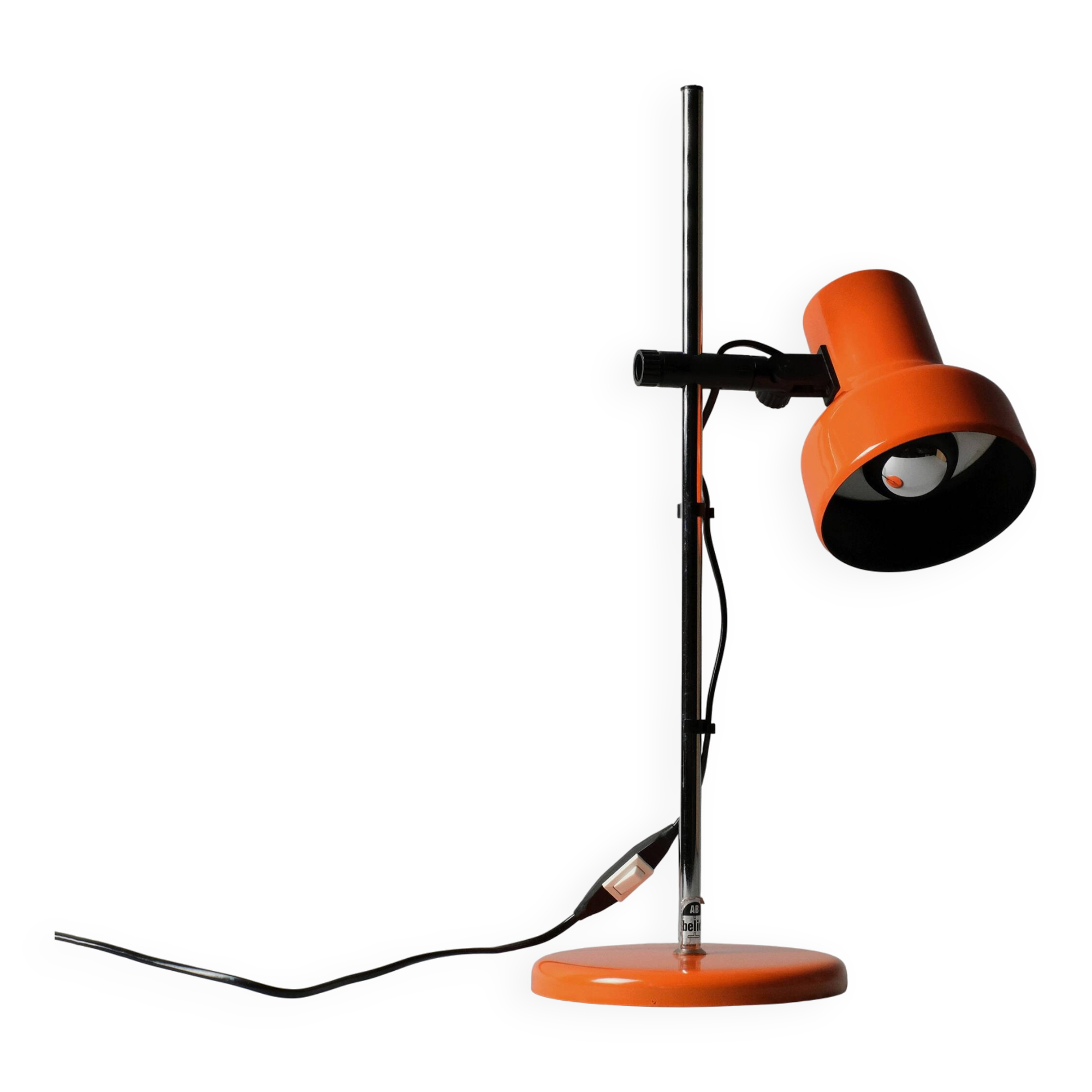 Vintage 1970s Belid MCM Orange Desk Lamp.