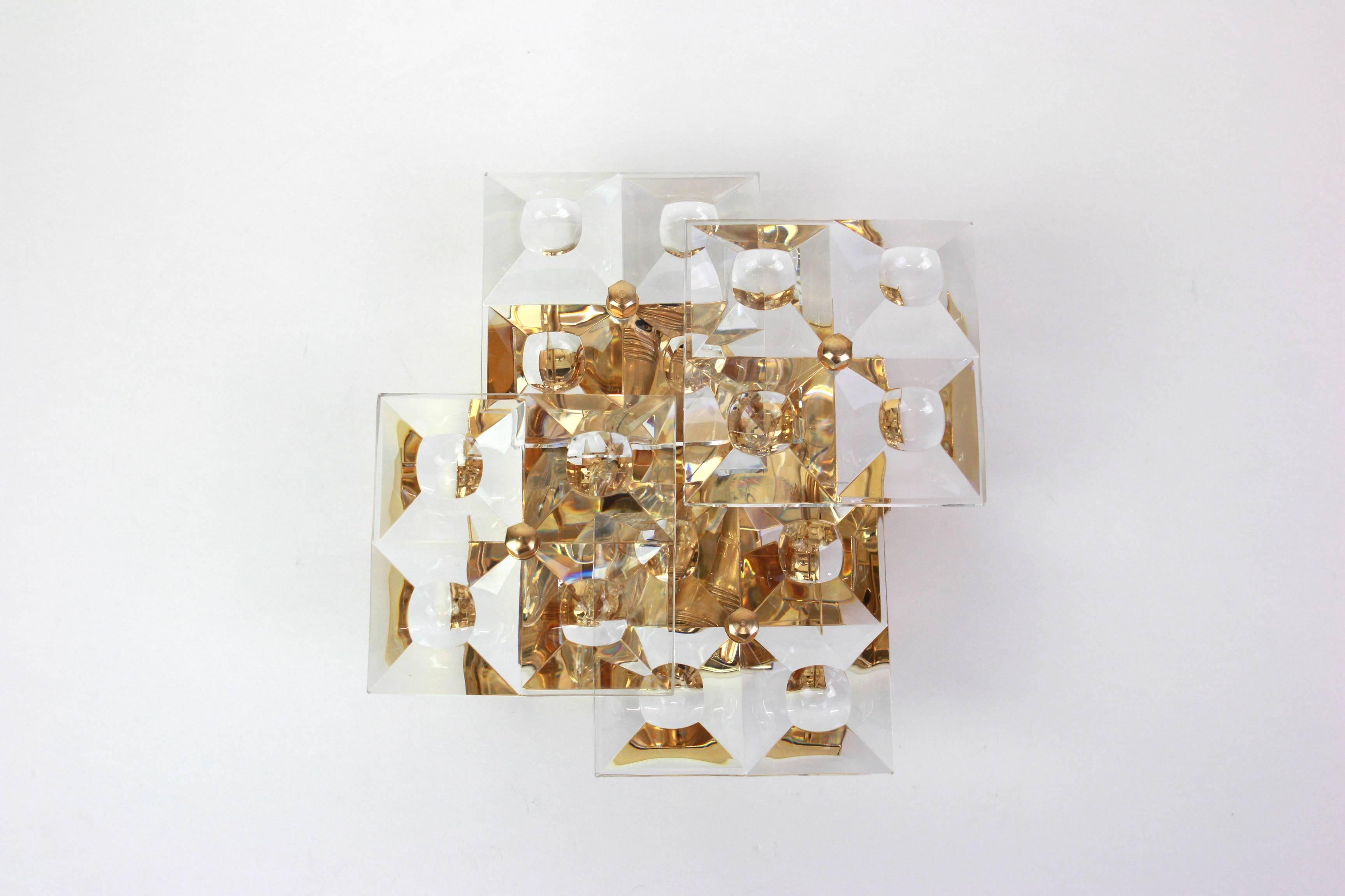 Magnificent crystal wall light by Kinkeldey, Germany, 1970s.