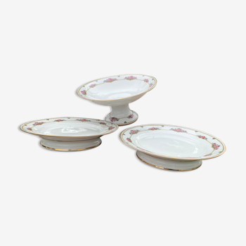 High plates and Limoges porcelain compotier
