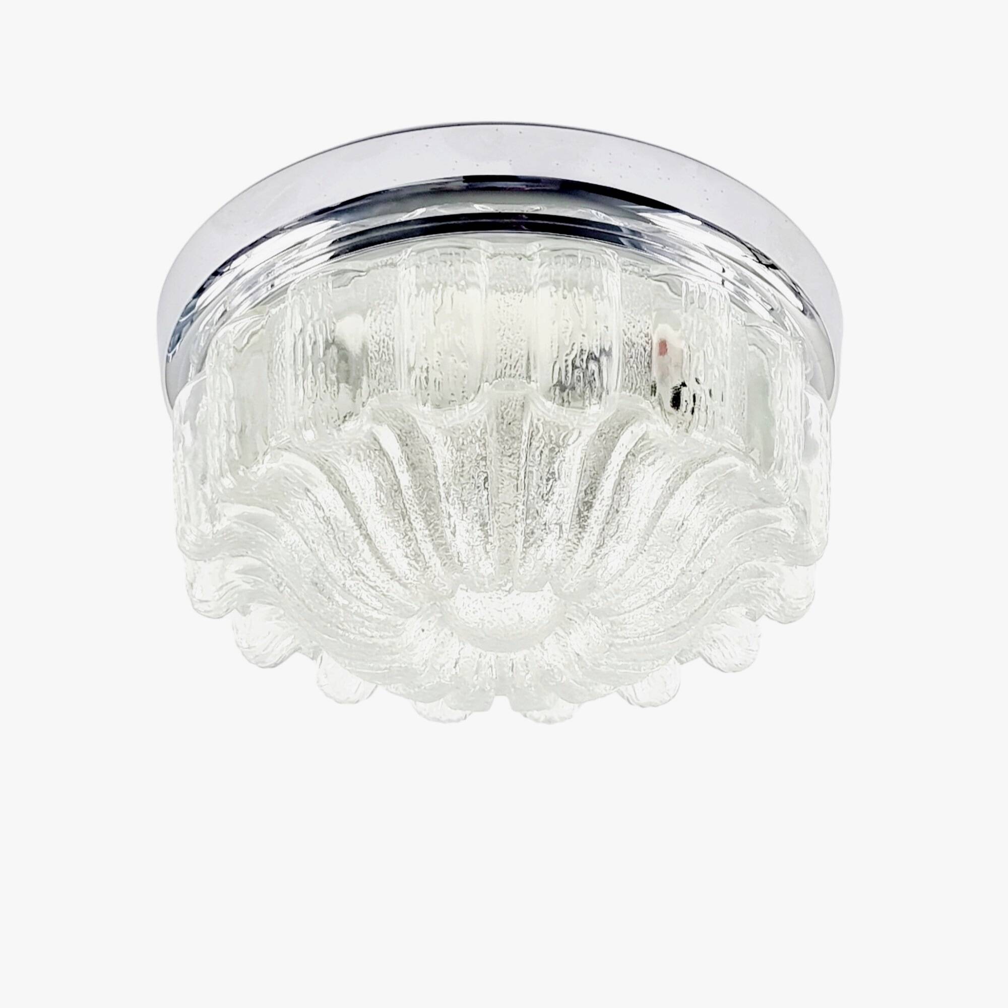 Large Mid-Century Flower Shaped Flush Mount or Ceiling Lamp from Limburg, Germany, 1970s