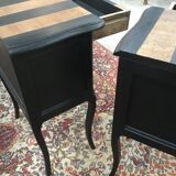 Bedsides 1 drawer, with set of black stripes and raw wood