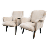 Pair of vintage armchairs 1950 armrests in wave