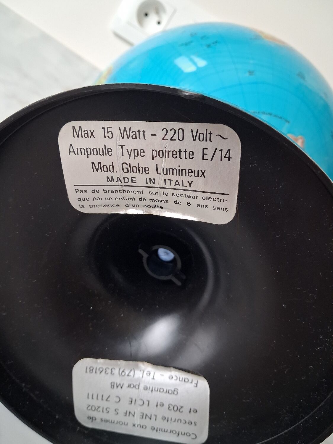 Illuminated globe from the 1970s.