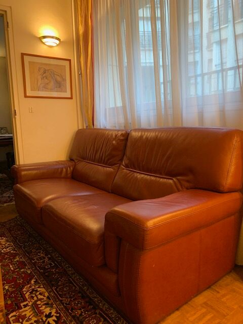Full-flower 3-seater leather sofa