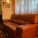 Full-flower 3-seater leather sofa