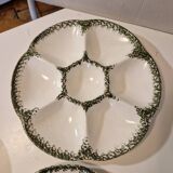Lot of 8 oyster plates in GIEN France barbotine earthenware stamped