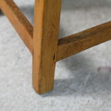 Pair of brutalist wooden back stools. France, circa 1960