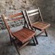 Pair of vintage French folding chairs – 1970s – beech wood chairs – rustic seats