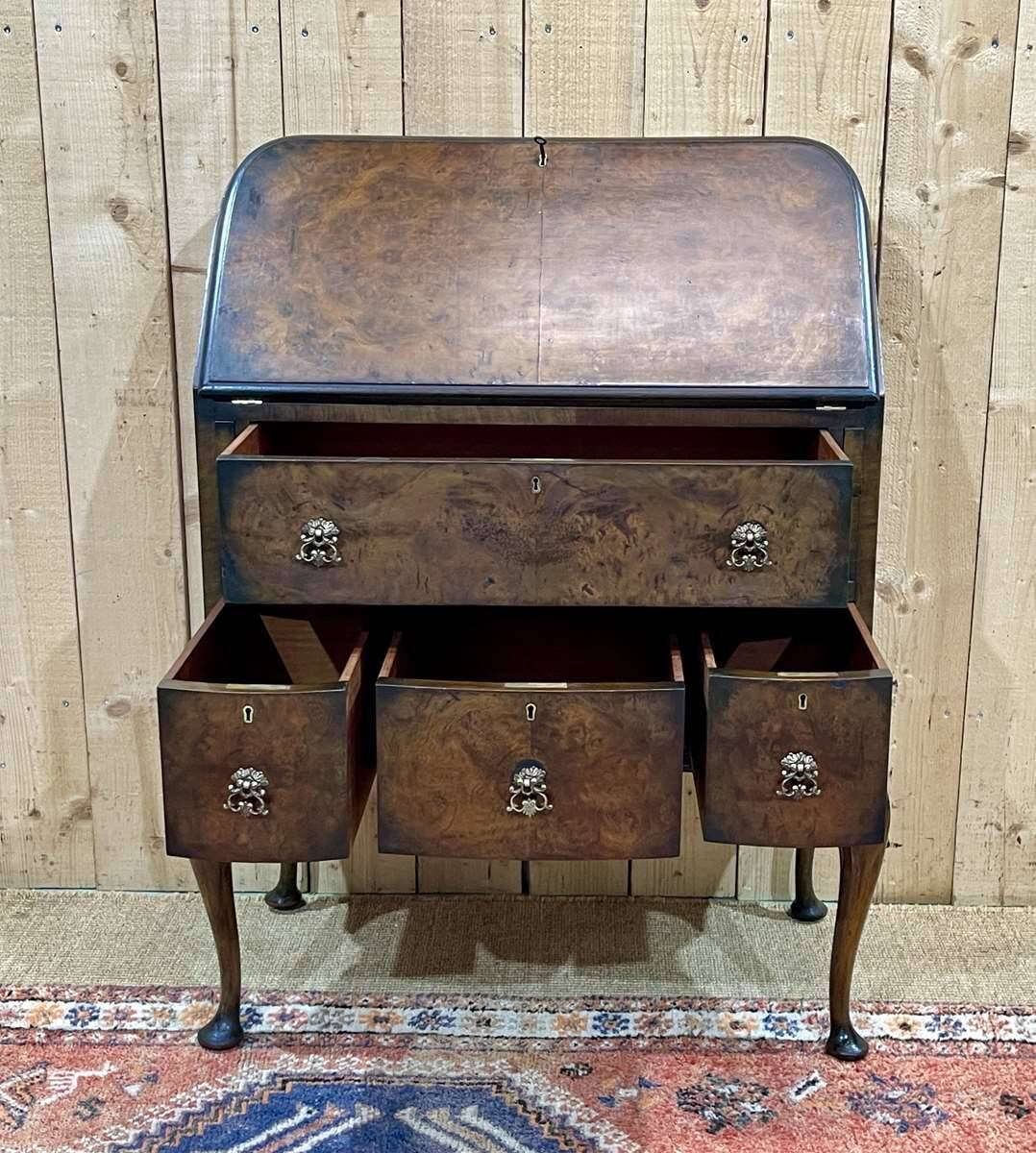 1930s English walnut back desk