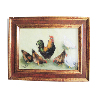 Oil on wood framed and signed Henri Merlet: The Bassecour