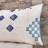 Housse de coussin marocaine faite à la main (60x40 cm) blanche, housse de coussin pour tapis Kilim.