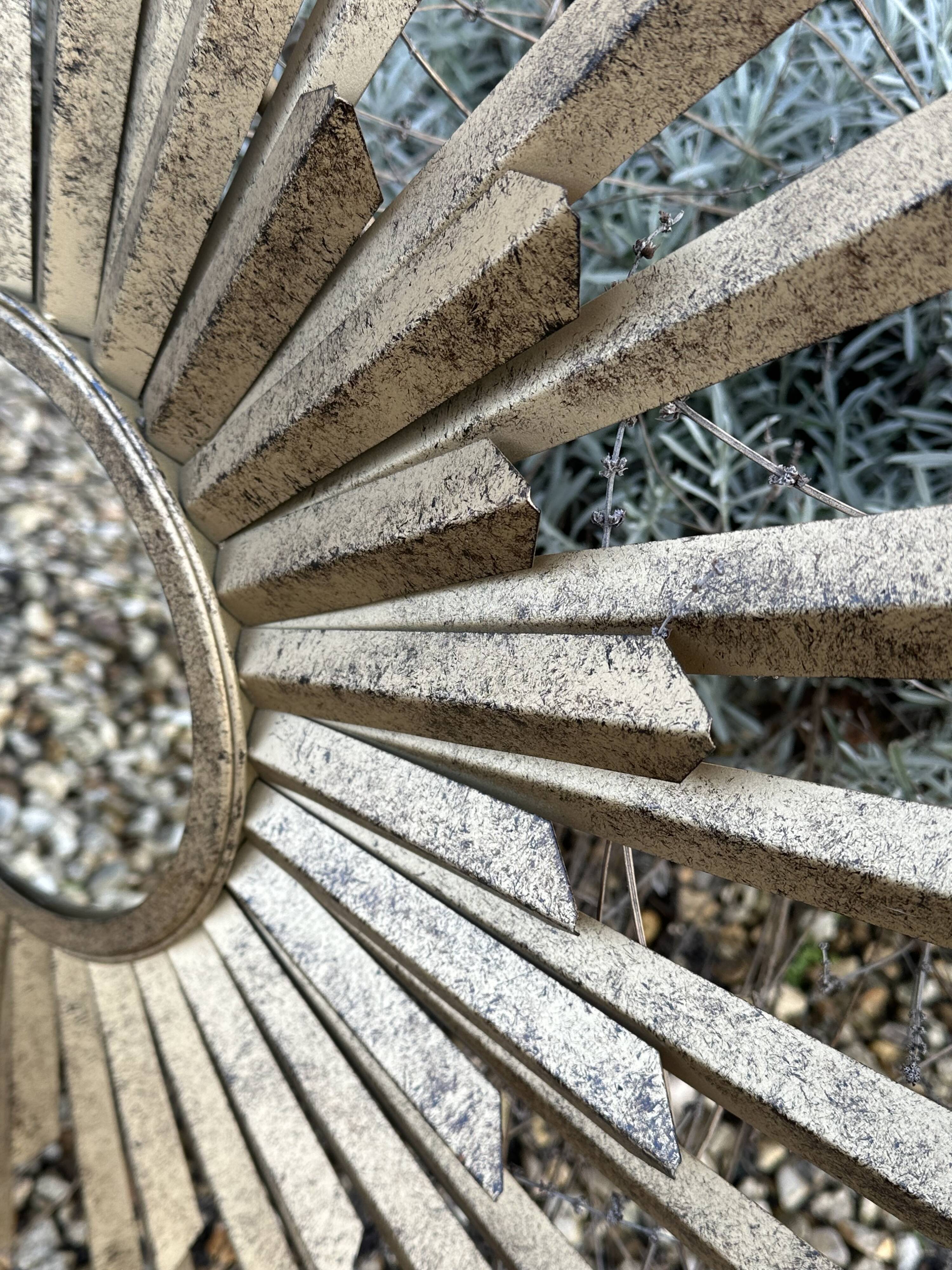 Sun mirror in patinated gold metal from the 2000s Diam 76 cm