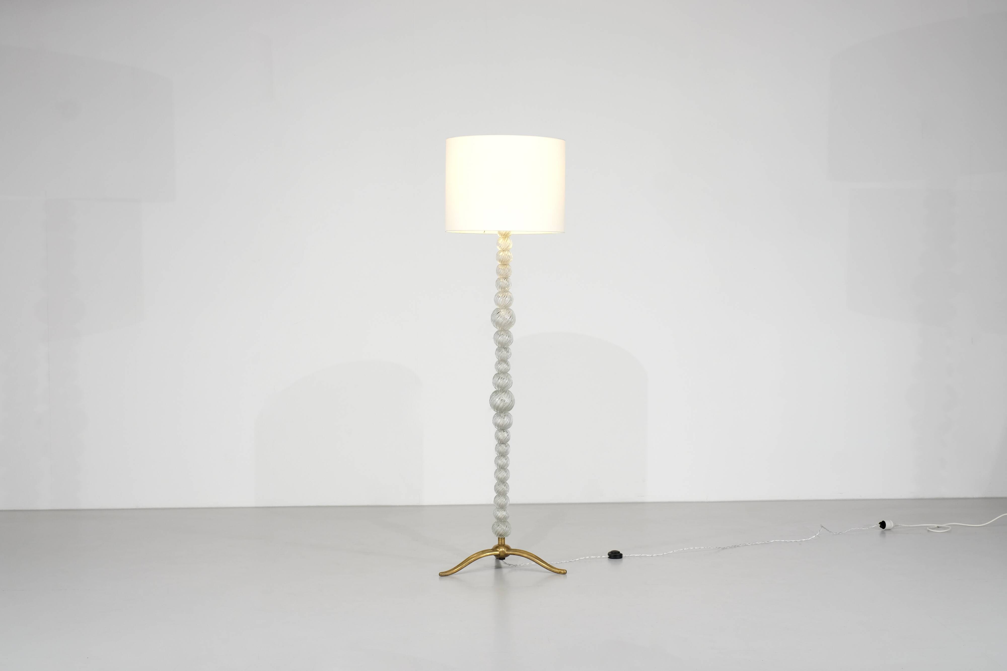 Murano glass and bronze floor lamp attributed to Seguso Vetri, Italy.
