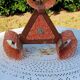 70s Scandinavian style chandelier in wood and orange granite resin 3 lights