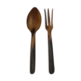 Set of horn salad serving cutlery