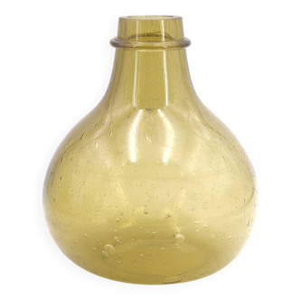 Dame Jeanne in green bubbled glass from Biot, 1950s