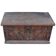 Coffre ancien en bois peint multicolore à décor floral — pin massif
