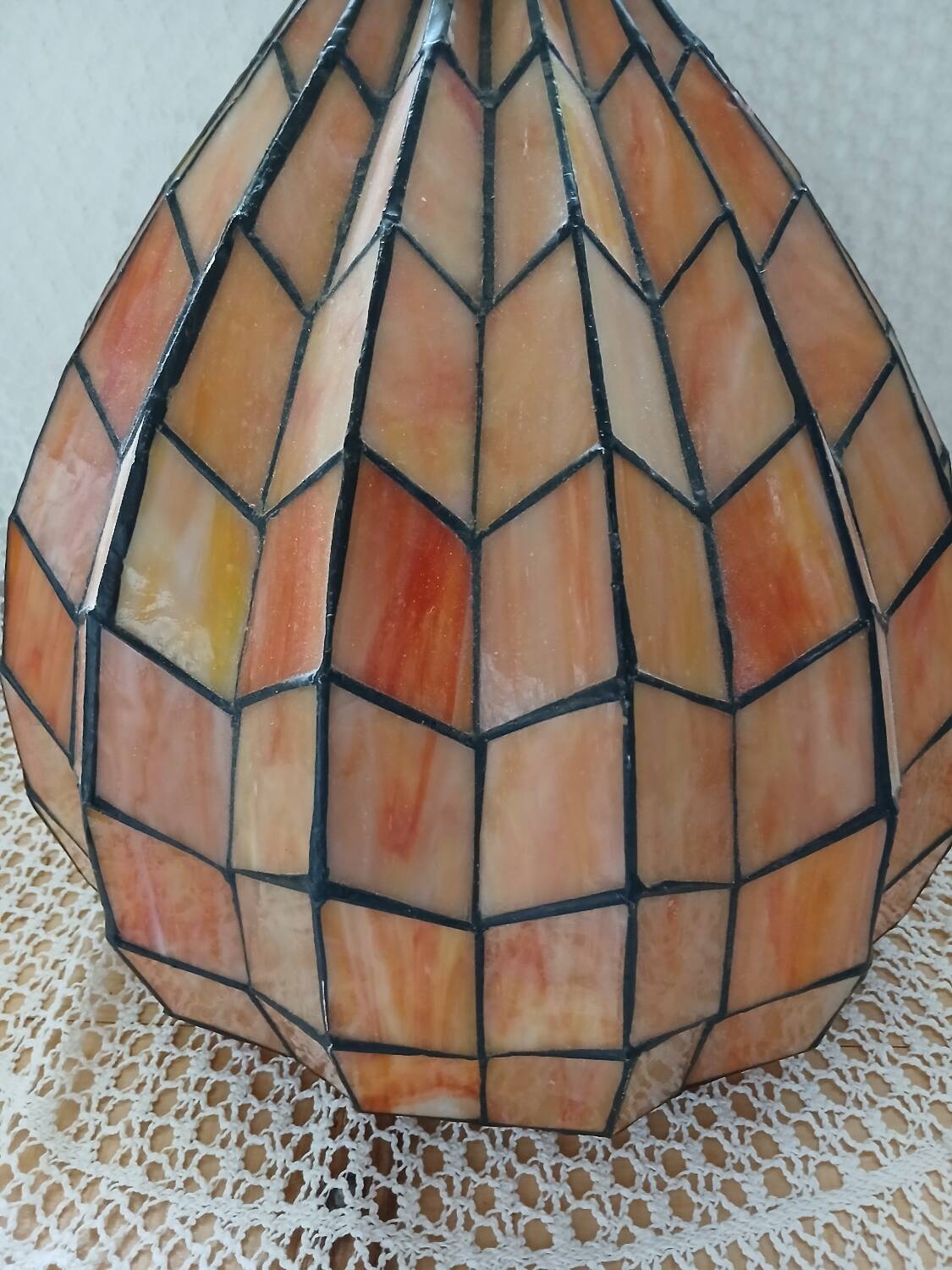 Antique stained glass and bronze pendant light