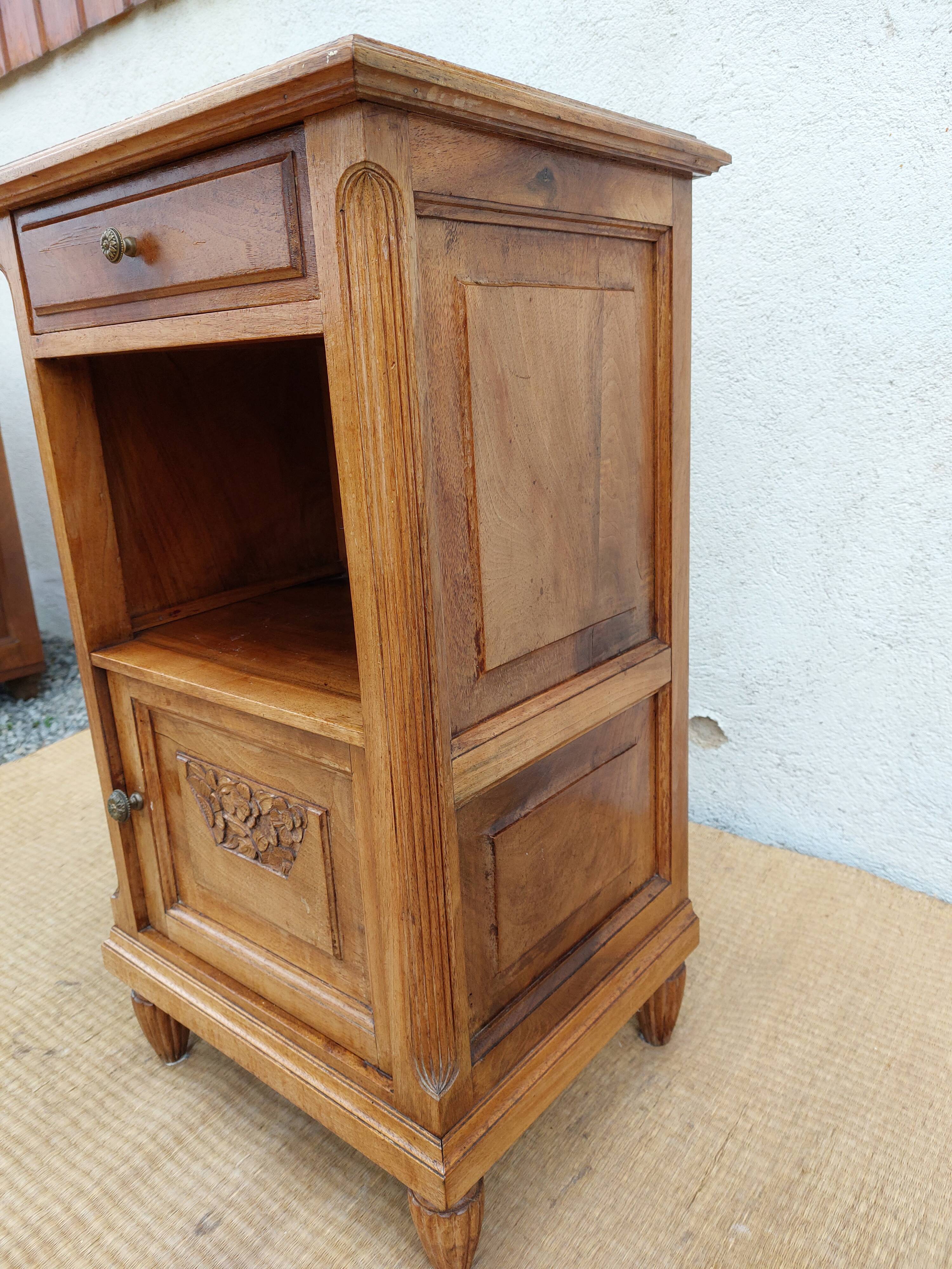 Bedside table wood and marble