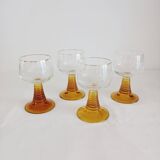 Set of 4 wine glasses, amber stem