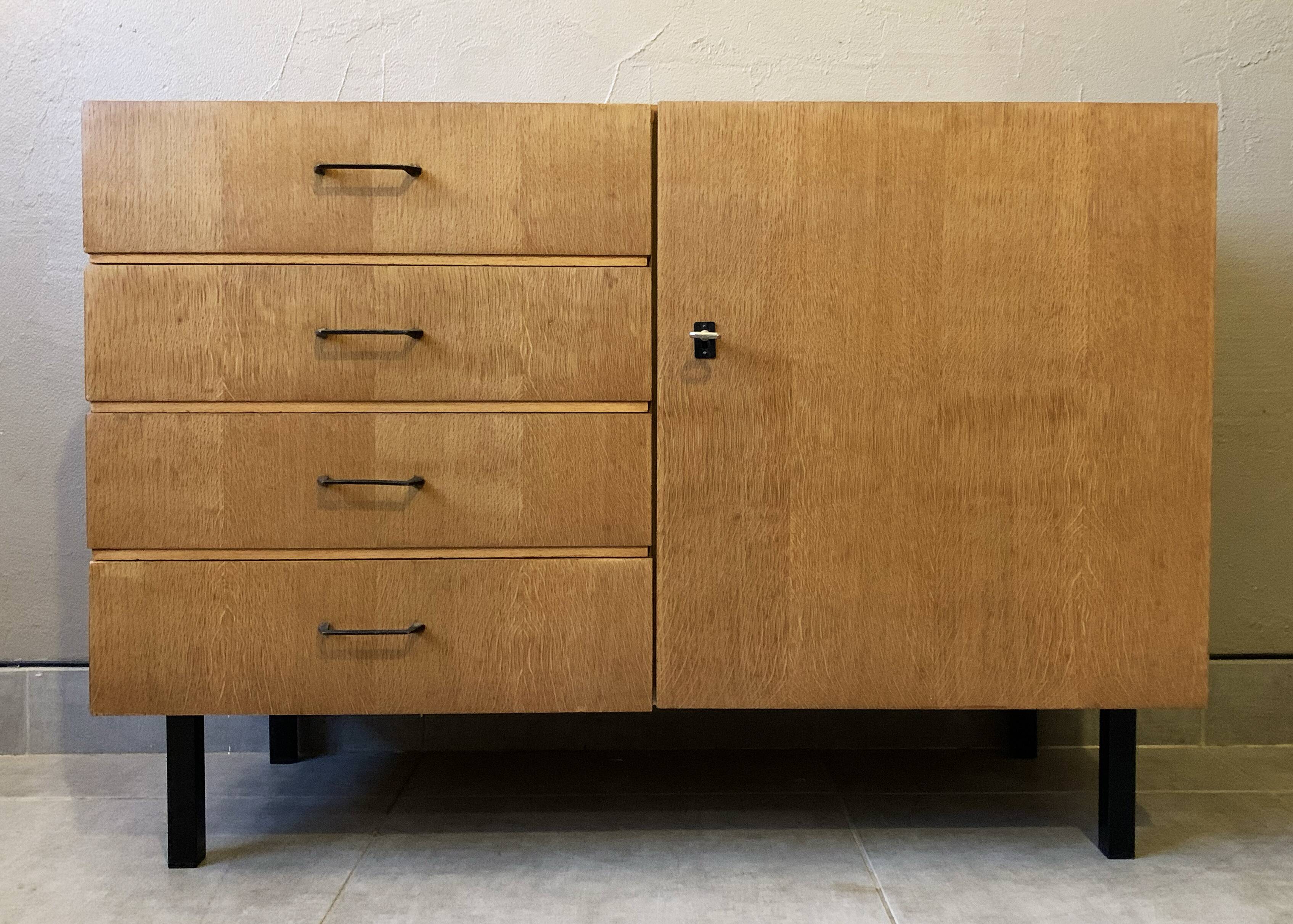 Scandinavian vintage chest of drawers from the 60s in light oak