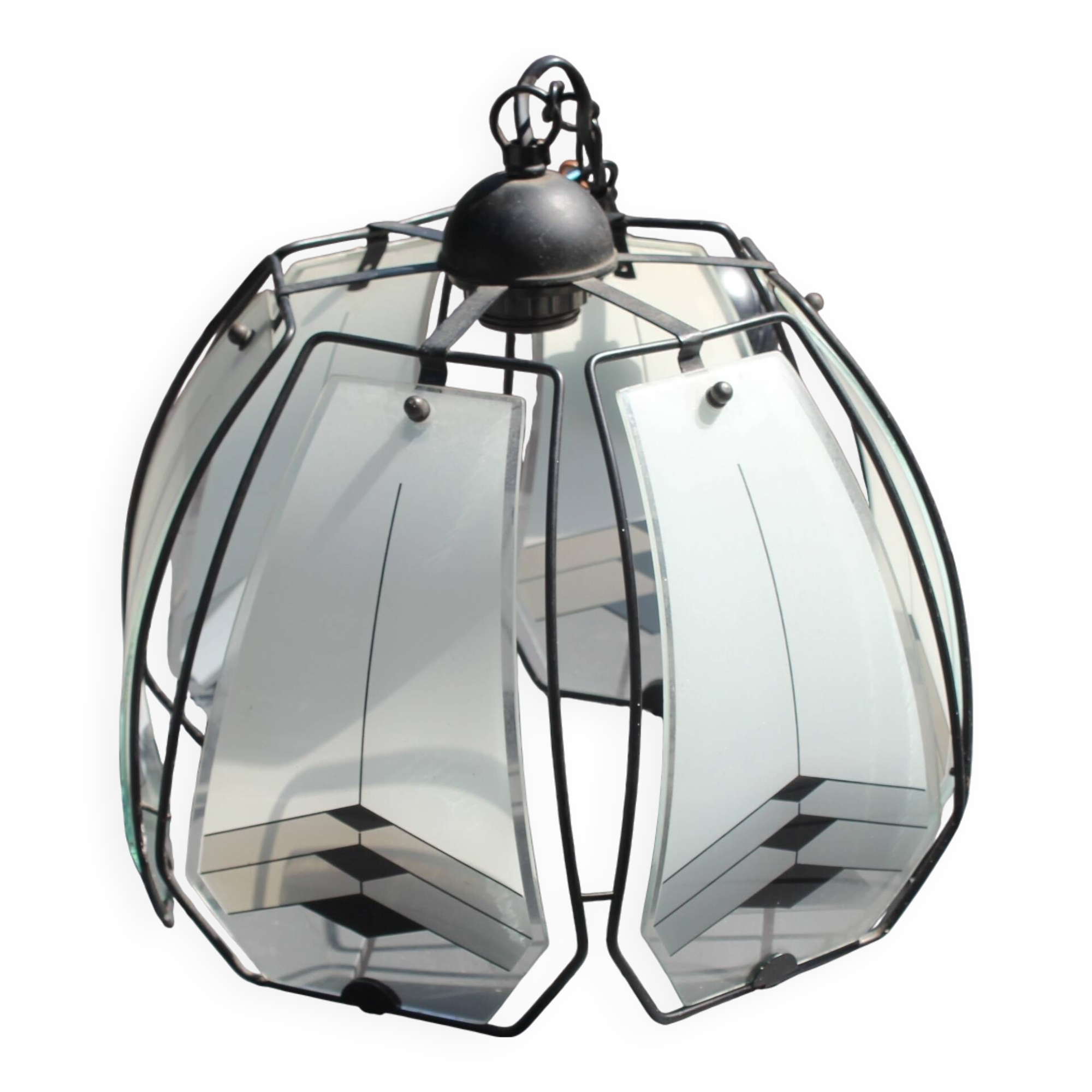 50s design metal and glass tulip ceiling light