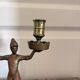 Antique Bronze Copper Gilded Candle Holder Soldier