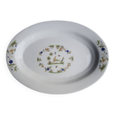 Ancien grand plat de service ovale en faïence de Moustiers