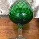 Old vase on foot empoli green glass transparent foot vintage