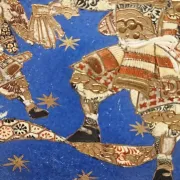 Ancient Japanese plate decorated with samurai – Imari / Satsuma, 19th century