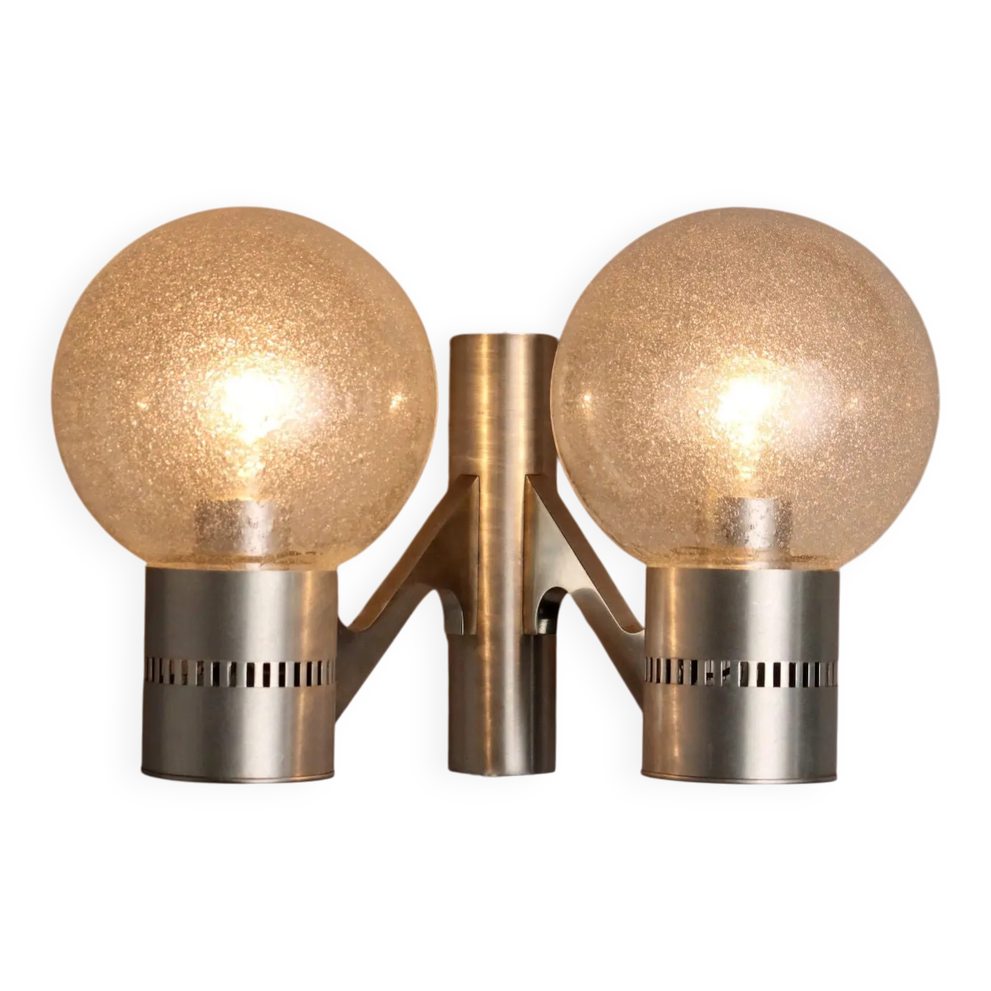 Applique murale vintage en aluminium et verre, design, Made in Italy, années 1960