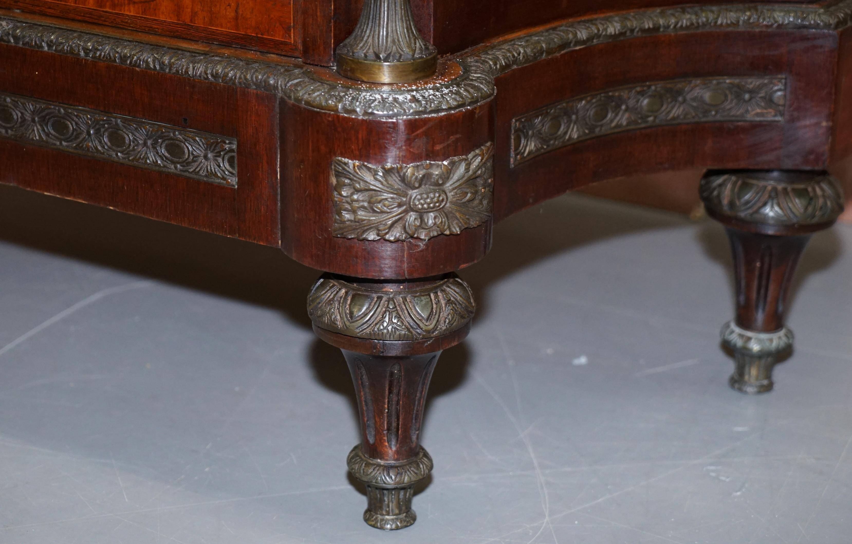 Louis Buffet in Walnut 19th Century with Drawers, Marble and Bronze Ornaments
