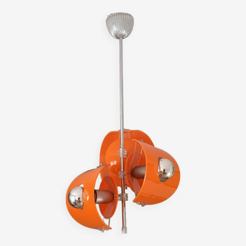 Sputnik chandelier. 1970. Orange Plexiglas.
