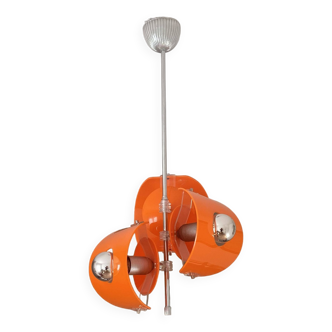 Sputnik chandelier. 1970. Orange Plexiglas.