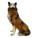 Life-size ceramic collie dog sculpture from the 1960s