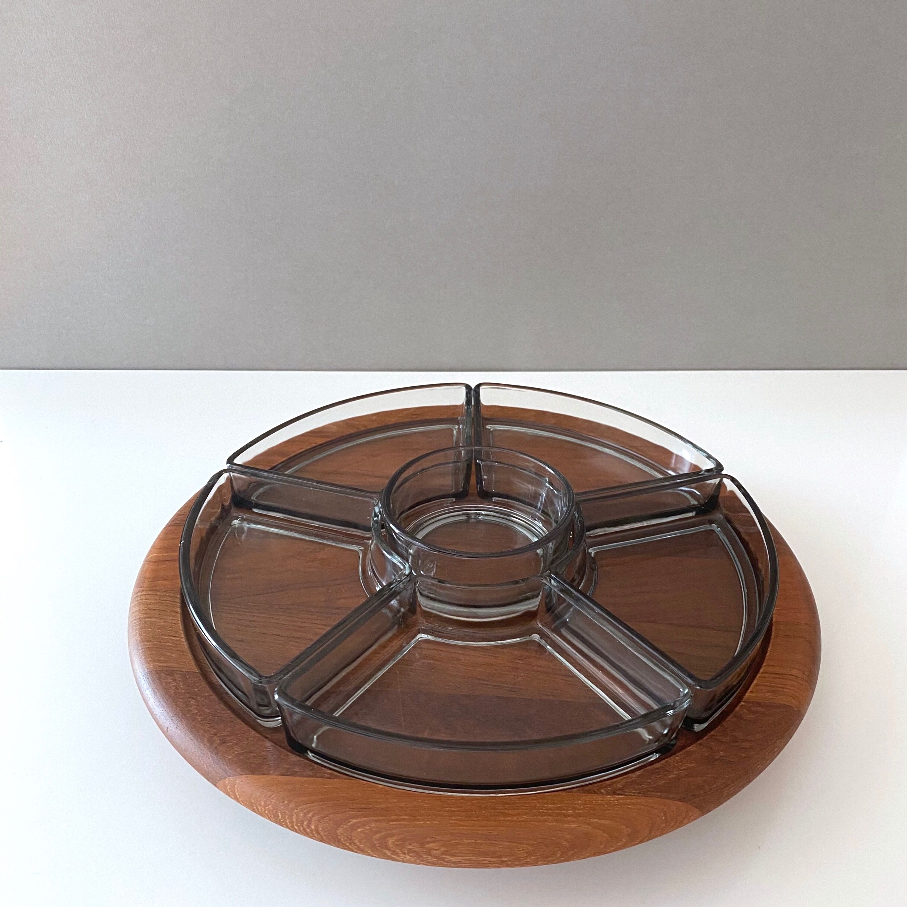 Digsmed Teak Tray Lazy Susan, Mid Century Cabaret, Tray Set, Turntable, Danish Design, 60's