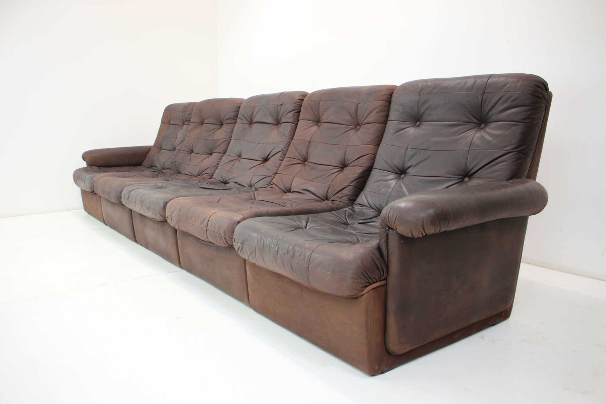 1980s leather modular five seater sofa