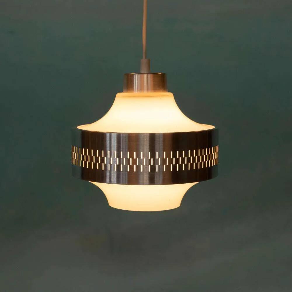 1960s vintage glass pendant light, Swedish pendant.