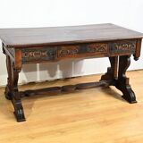 Oak Desk Table, Neo-Gothic style – Early 20th century