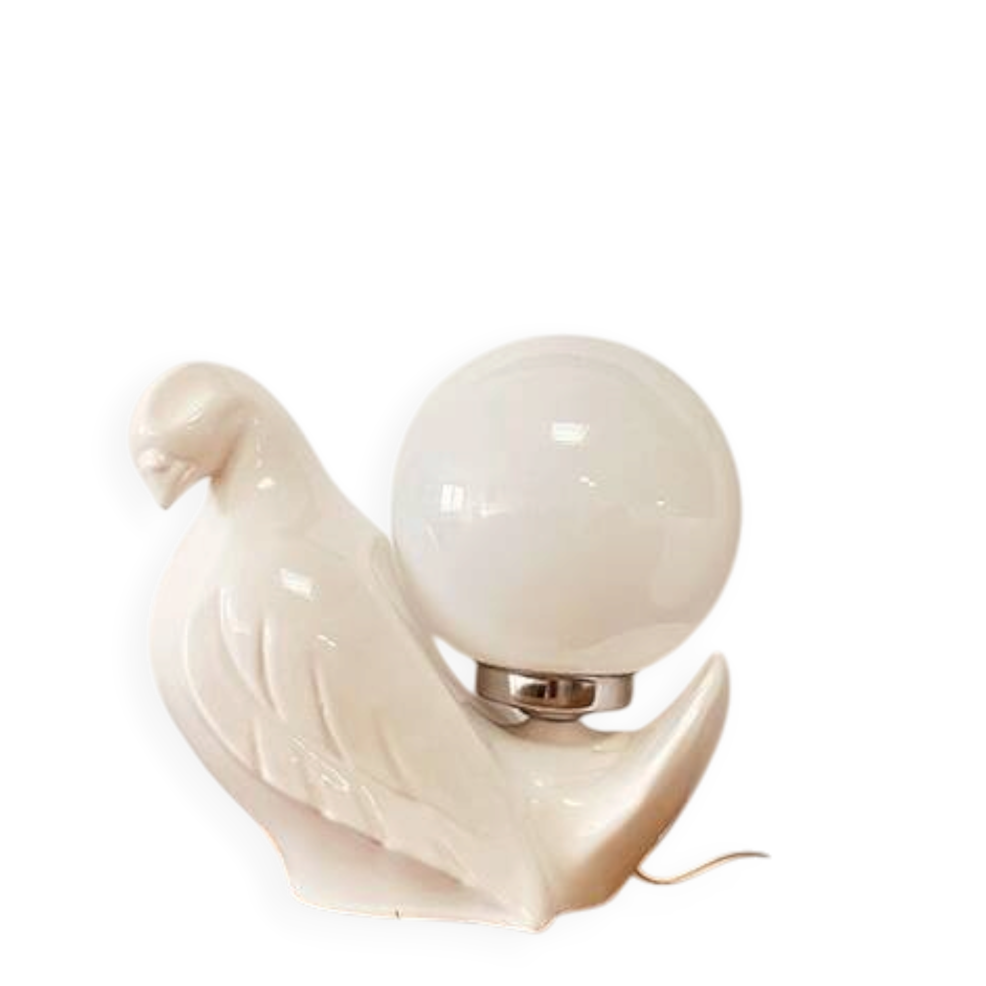 Bird lamp "dove" in white ceramic, 1970