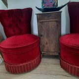 Pair of Napoleon III style red velvet armchairs