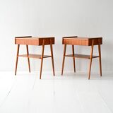 Pair of Vintage Scandinavian Teak Nightstands with hidden drawer