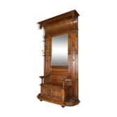 Large Neo-Gothic walnut entrance cloakroom carved by A. Hugnet