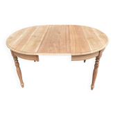 Round extendable dining table Louis Philippe stripped in solid cherry wood 1