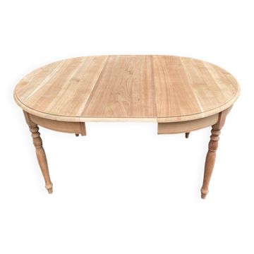 Table à manger ronde extensible Louis Philippe décapée en merisier massif 1