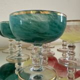 Multi-colored Venetian crystal ice cream cups